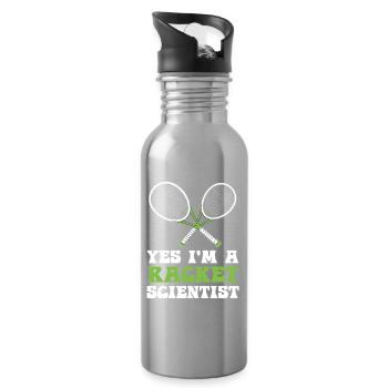 Racket Scientist Saying - Water bottle with straw - silver - Right
