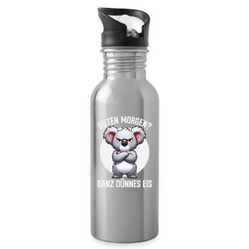 Guten Morgen Ganz Dünnes Eis Koala Schlafmützen - Water bottle with straw - silver - Right
