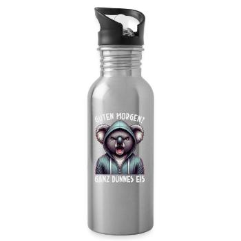 Guten Morgen Ganz Dünnes Eis Koala Schlafmützen - Water bottle with straw - silver - Right