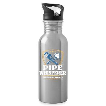 Pfeifenflüsterer, Klempnerhandwerk, Humor-geschenk - Trinkflasche mit integriertem Trinkhalm - Lightsilver - Rechts