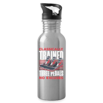 Manual car, classically trained - Water bottle with straw - silver - Right
