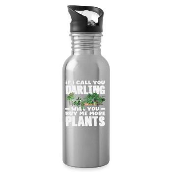 Plant Lovers Buy Me More Plants Succulent - Water bottle with straw - silver - Right