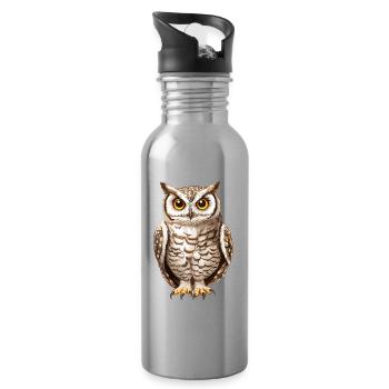 Hibou Chasseur de Nuit - Gourde avec paille intégrée - argent clair - Droite