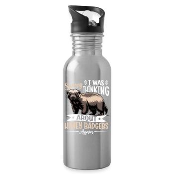 Funny Honey Badger - Trinkflasche mit integriertem Trinkhalm - Lightsilver - Rechts