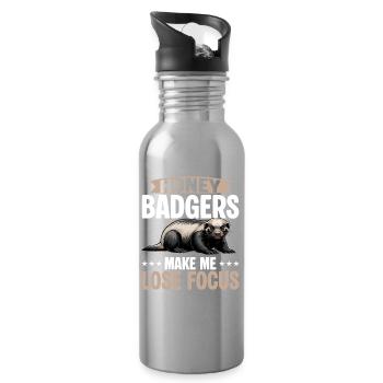 Funny Honey Badger - Trinkflasche mit integriertem Trinkhalm - Lightsilver - Rechts