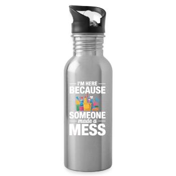 Proud Cleaning Team Gift Clean Work - Water bottle with straw - silver - Right