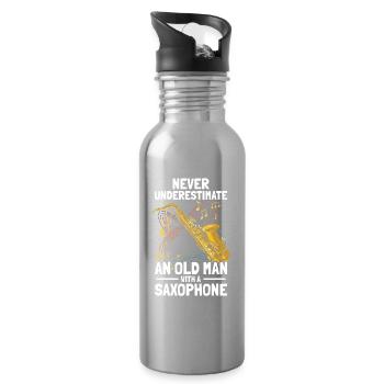 Vieil homme avec un saxophoniste - Gourde avec paille intégrée - argent clair - Droite