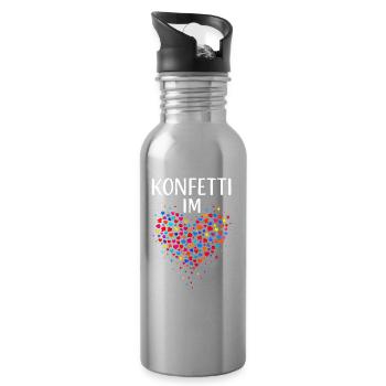 Karneval Konfetti Im Herzen Fastnacht Fasching  - Trinkflasche mit integriertem Trinkhalm - Lightsilver - Rechts