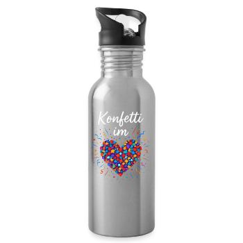 Karneval Konfetti Im Herzen Fastnacht Fasching  - Trinkflasche mit integriertem Trinkhalm - Lightsilver - Rechts