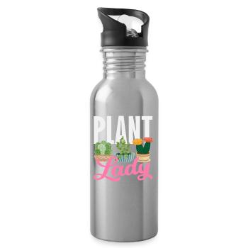 Plant lover planting succulent flower - Water bottle with straw - silver - Right