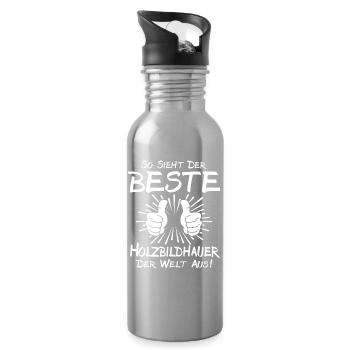 Best Wood Sculptor - Water bottle with straw - silver - Right