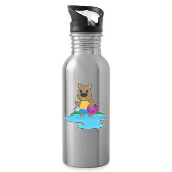 Été de la piscine de natation kangourou - Gourde avec paille intégrée - argent clair - Droite