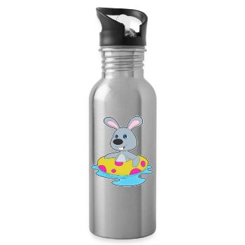 Été de la piscine de natation Bunny - Gourde avec paille intégrée - argent clair - Droite