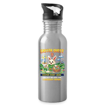 Easter Quest Pixelhase und Lootkorb - Trinkflasche mit integriertem Trinkhalm - Lightsilver - Rechts