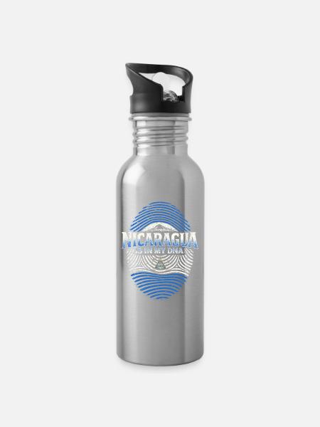 Nicaragua Nicaragisch - Trinkflasche mit integriertem Trinkhalm - Lightsilver