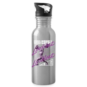 Gewichtheberfrau, lila-rosa Lichtversion - Trinkflasche mit integriertem Trinkhalm - Lightsilver - Rechts