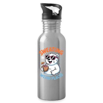 Schwitzen Sprüche Lustiges Schwitzen Geschenk - Trinkflasche mit integriertem Trinkhalm - Lightsilver - Rechts