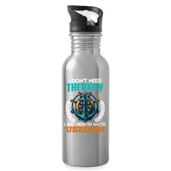Ostsee BRAUCH KEINE THERAPIE MUSS NUR NACH - Trinkflasche mit integriertem Trinkhalm - Lightsilver - Rechts