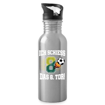 Ich Schiess 8. Tor Lustig 8. Geburtstag Fußball - Trinkflasche mit integriertem Trinkhalm - Lightsilver - Rechts