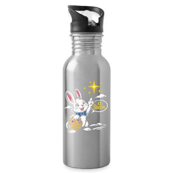 Ostern Hase Stern Cartoon für Babys - Water bottle with straw - silver - Right