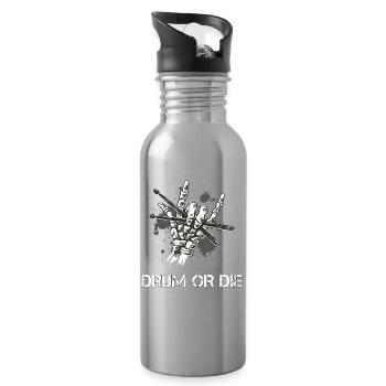 Drum or Die Rock Schlagzeuger - Trinkflasche mit integriertem Trinkhalm - Lightsilver - Rechts