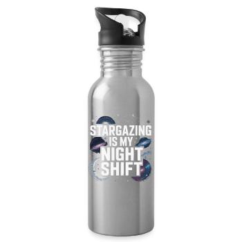 Astronomer Galaxy Outerspace Universe Astronomy - Water bottle with straw - silver - Right