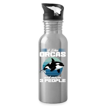 Funny Orca - Water bottle with straw - silver - Right