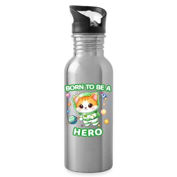 Geboren, um ein Helden-Kätzchen-Astronaut zu sein – Neutral 1 - Trinkflasche mit integriertem Trinkhalm - Lightsilver - Rechts