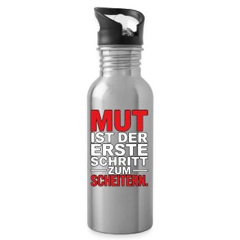 Courage is the first step to failure - Water bottle with straw - silver - Right
