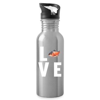 Lachse Lachs - Trinkflasche mit integriertem Trinkhalm - Lightsilver - Rechts