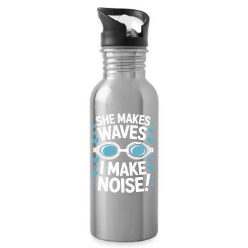 Schwimmen Sprüche Lustiges Schwimmen Geschenk - Trinkflasche mit integriertem Trinkhalm - Lightsilver - Rechts
