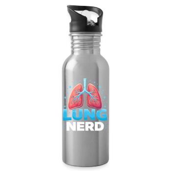 Lung Nerd: Colorful Lung Illustration - Water bottle with straw - silver - Right