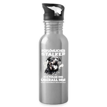 Hundehalter Geschenk Rottweiler Hundebesitzer  - Trinkflasche mit integriertem Trinkhalm - Lightsilver - Rechts