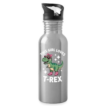 Tyrannosaurus Sprüche Lustiges t-rex Geschenk - Trinkflasche mit integriertem Trinkhalm - Lightsilver - Rechts