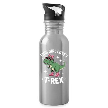 Tyrannosaurus Sprüche Lustiges t-rex Geschenk - Trinkflasche mit integriertem Trinkhalm - Lightsilver - Rechts