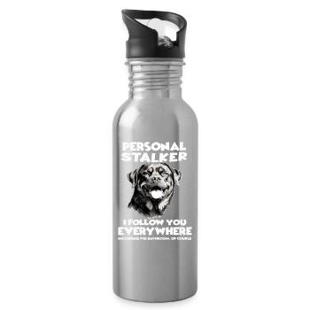 Dog Rottweiler Dog Owner Gift Rottweiler - Water bottle with straw - silver - Right