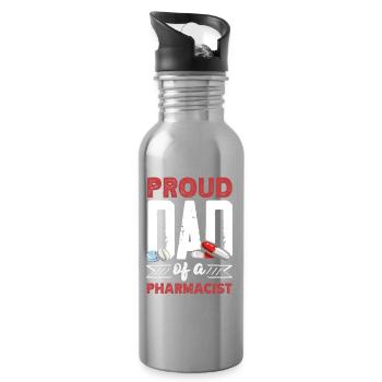 Stolzer Vater Eines Pharmazeuten - Trinkflasche mit integriertem Trinkhalm - Lightsilver - Rechts