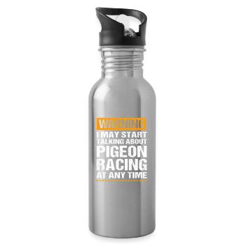 Pigeon Race Pigeon Pigeons - Water bottle with straw - silver - Right