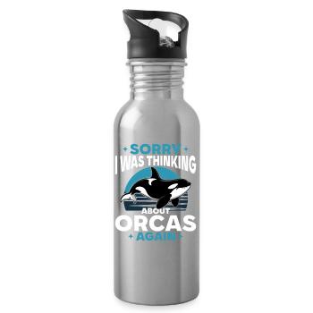 Funny Orca - Water bottle with straw - silver - Right