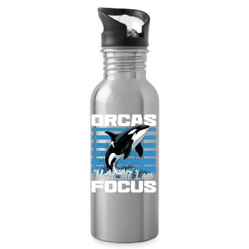 Funny Orca - Water bottle with straw - silver - Right