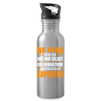 Auto-discussion en disant l’opinion d’expert - Gourde avec paille intégrée - argent clair - Droite