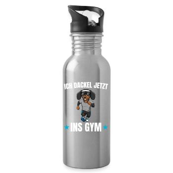 Workout I'm going to the gym now - Water bottle with straw - silver - Right