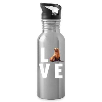 Sea Lions Sea Lion - Water bottle with straw - silver - Right