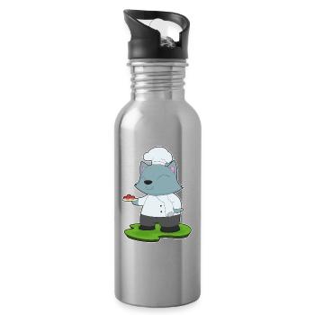 Cat Chef Pastry Cooking - Water bottle with straw - silver - Right