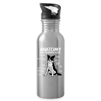 Anatomie d’un Border Collie Drôle de Chien Amoureux - Gourde avec paille intégrée - argent clair - Droite