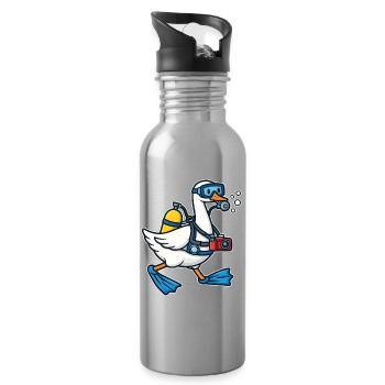Diver Duck with Camera - Water bottle with straw - silver - Right