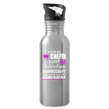 Chefin Zielstrebigen Mannschaft Chefin Geschenke - Water bottle with straw - silver - Right
