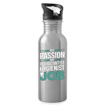 Parodontiste Ma passion Ma santé des gencives Dentisterie - Gourde avec paille intégrée - argent clair - Droite
