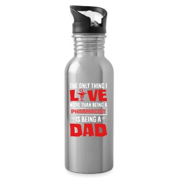 Dear Pharmacists Pharmacy Technician Father Father - Water bottle with straw - silver - Right
