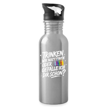 Trinken wir noch einen oder Gefalle ich dir schon - Trinkflasche mit integriertem Trinkhalm - Lightsilver - Rechts